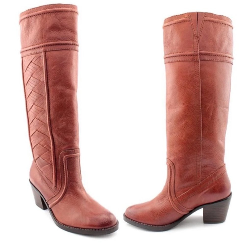 Fossil Felicia Chili Brown Tall leather riding boots